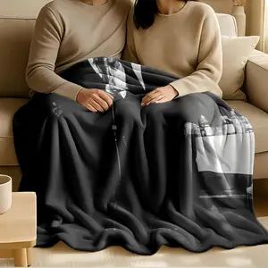1 piece Three gentlemen in formal attire are performing a choral concert on stage. themed flannel blanket - Flannel blanket with modern design, suitable for sofas and beds, all-season use, super soft and comfortable, digitally printed pattern, 100%