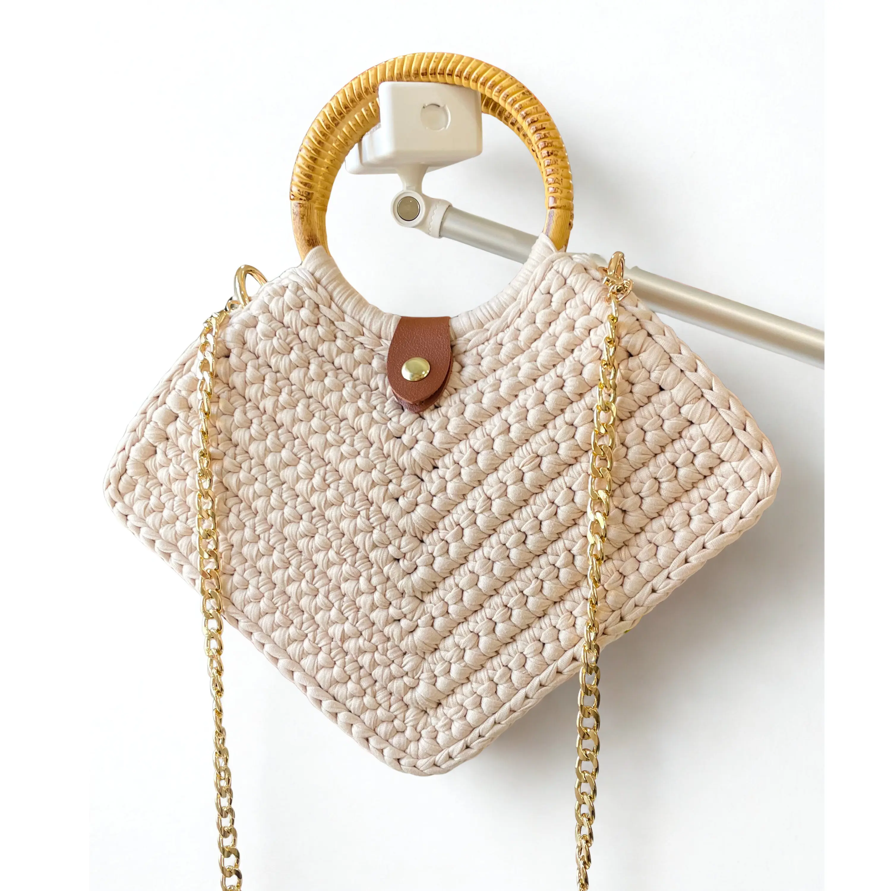 Beige Handmade Crossbody Purse with Recycled Yarn | Eco-Friendly Summer Handbag | Trendy Sustainable Fashion | Gift for Her