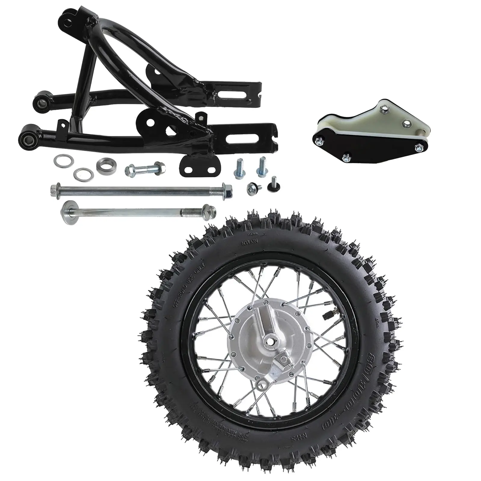 80/100-12" Rear Tire Wheel Rim & 60/100-14" Front Wheel & 420 41T Chain Sprocket & Brake Caliper & Disc Brake Rotor for Pit Dirt Bike Motorcycle Apollo SSR XR CRF50 CRF70 Taotao Coolster 110cc 125cc