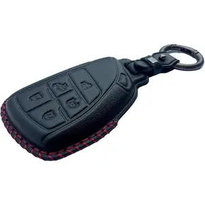Leather Key Fob Cover Compatible with 2022 2023 2024 Chevrolet Silverado 1500 GMC Sierra 1500