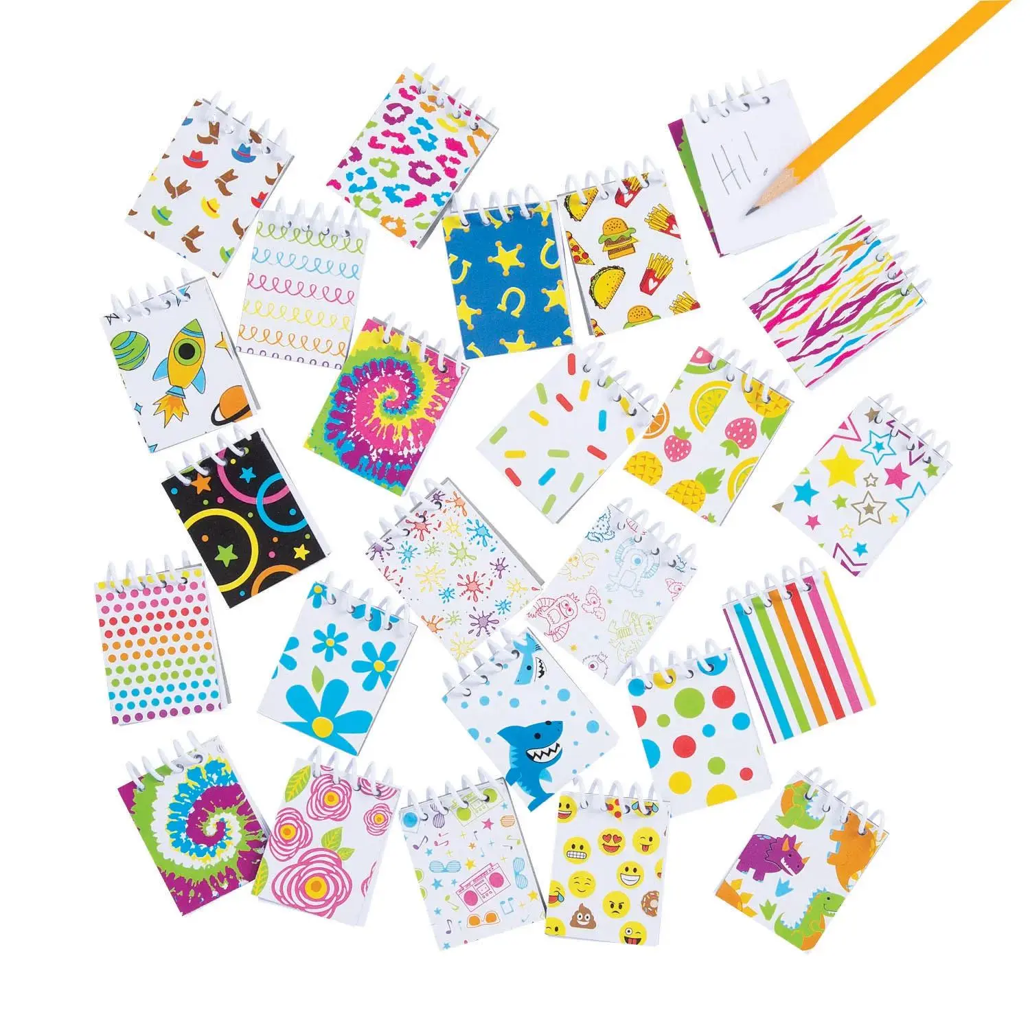 1 1/2" x 2"  Bulk 144 Pc. Mini Everyday Fun Spiral Paper Notepads Assortment