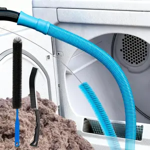 Dryer Vent Cleaner Kit with Dryer Vacuum Hose Attachment 4-in-1 Multi-Lint Remover Brush Suitable for Most Vacuum Cleaners Efficient Safe Thorough Dryer Lint Cleaner Tools Black