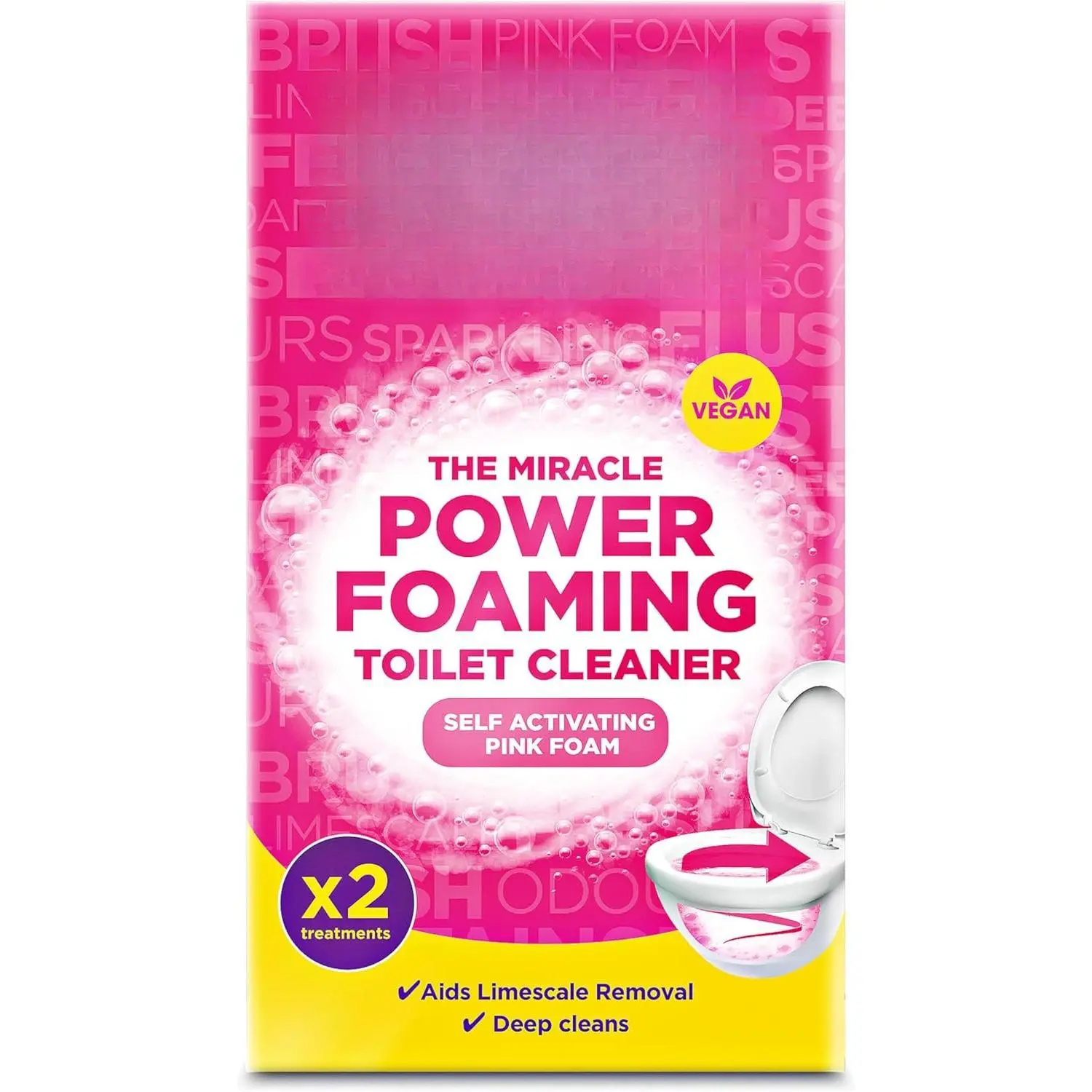 Household Foaming Toilet Bowl Cleaner Combo - Self-Activating Pink Foam, Household Cleaning Solution for Indoors, 2 Treatments