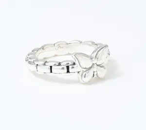 JAI Sterling Silver Symbols of Love Box Chain Texture Ring