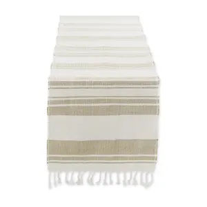 Design Imports Coastal Sands Stripe Cotton JuteTable Runner