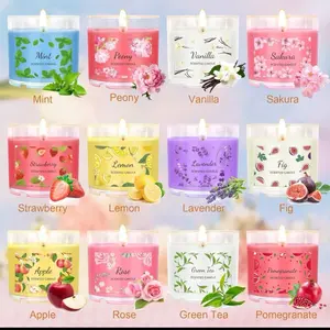 Scented Candles - Mint Peony Vanilla Sakura Strawberry Lemon Lavender Fig Apple Rose Green Tea Pomegranate - Great Smelling Scents for Any Area