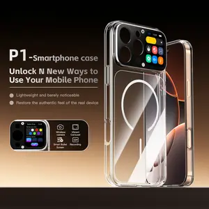 P1 Multifunctional Secondary Screen Phone Case — Compatible with iPhone 16 Pro Max. Features include Selfie Mode, Custom Scrolling Text, Voice Recording, Always-On Display Clock, Custom Wallpapers & Videos, and Payment QR Code Display