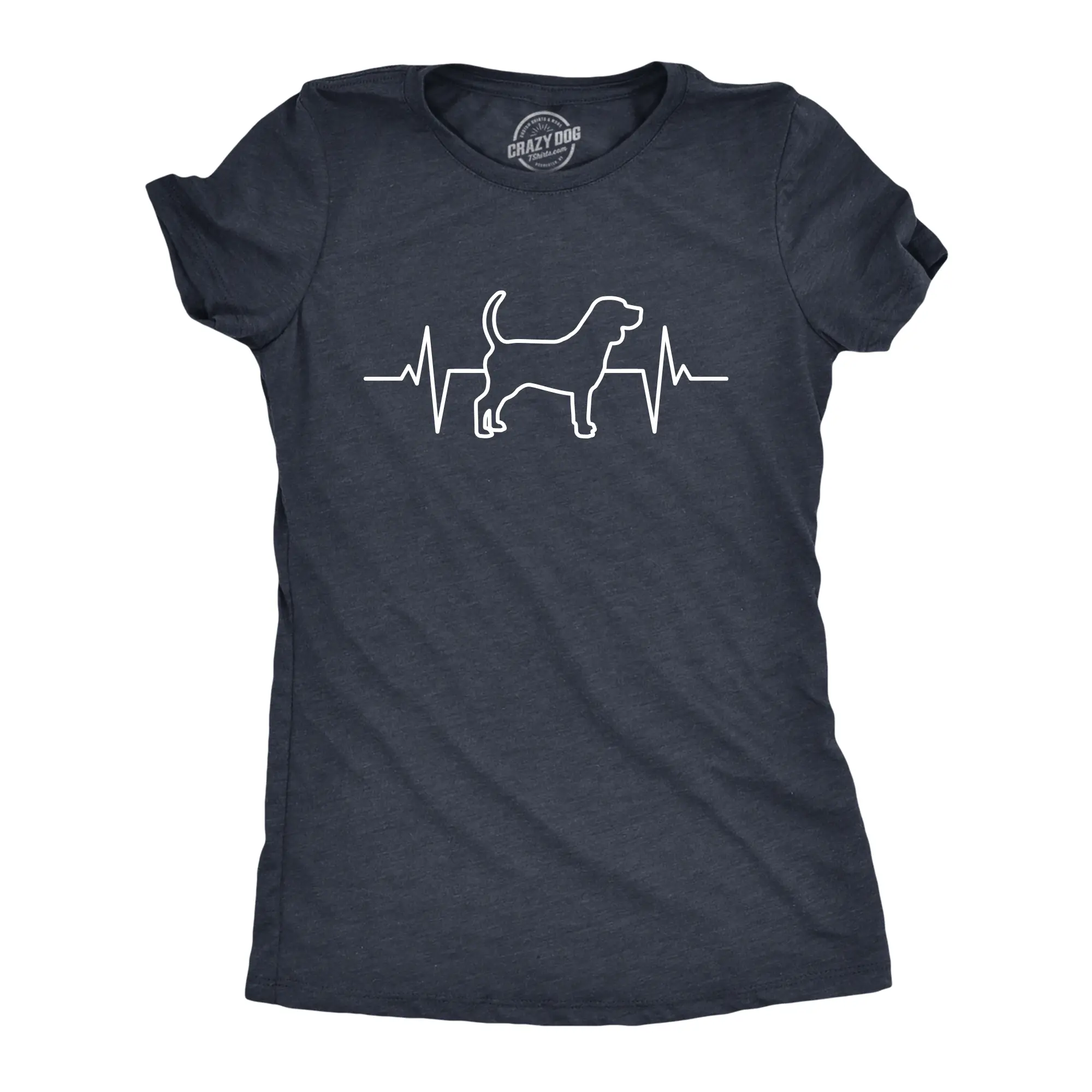 Womens Dog Heart Beat T Shirt Funny Cool Puppy Pet Lover Pulse Tee for Ladies Funny Womens T Shirts Cute Vintage Fashion Casual Ladies T-Shirt Gift Funny Dog Top Women's Novelty Tees Navy