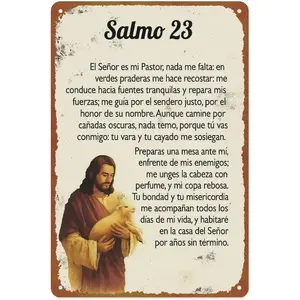 Vintage Psalm 23 Metal Wall Art 8x12 Inches Iron Tin Sign for Cafe Bar Restaurant Supermarket Shop Decorative Poster with Four Holes for Easy Hanging,summervibes Metal Tin Sign Metal Wall Art Tin Wall Decor Vintage Metal Sign Retro Tin Plaque