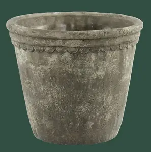 Cement Scalloped Pot 6.25"H