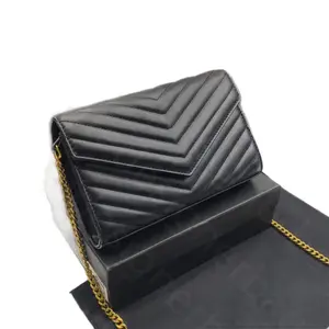 Luxe Agency Luxury Envelope Leather Purses With Chain and Box