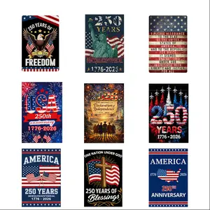 USA 250th Anniversary Patriotic Metal Tin Sign Ornament - 8x12 Inches Eagle Design Freedom Merchandise, Lightweight Wall Decoration, 4th of July Party Supply & Home Gift