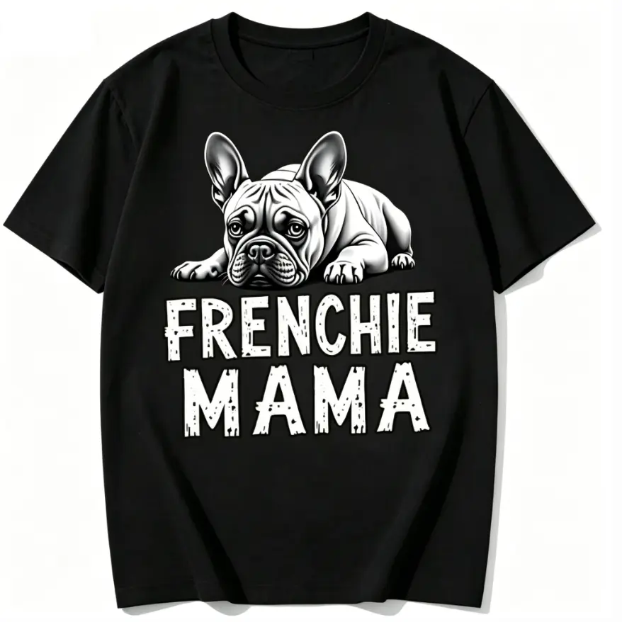 Women Frenchie Mama Graphic Tee Summer Cool 100% Cotton French Bulldog Print Pet Lover Daily Casual Top