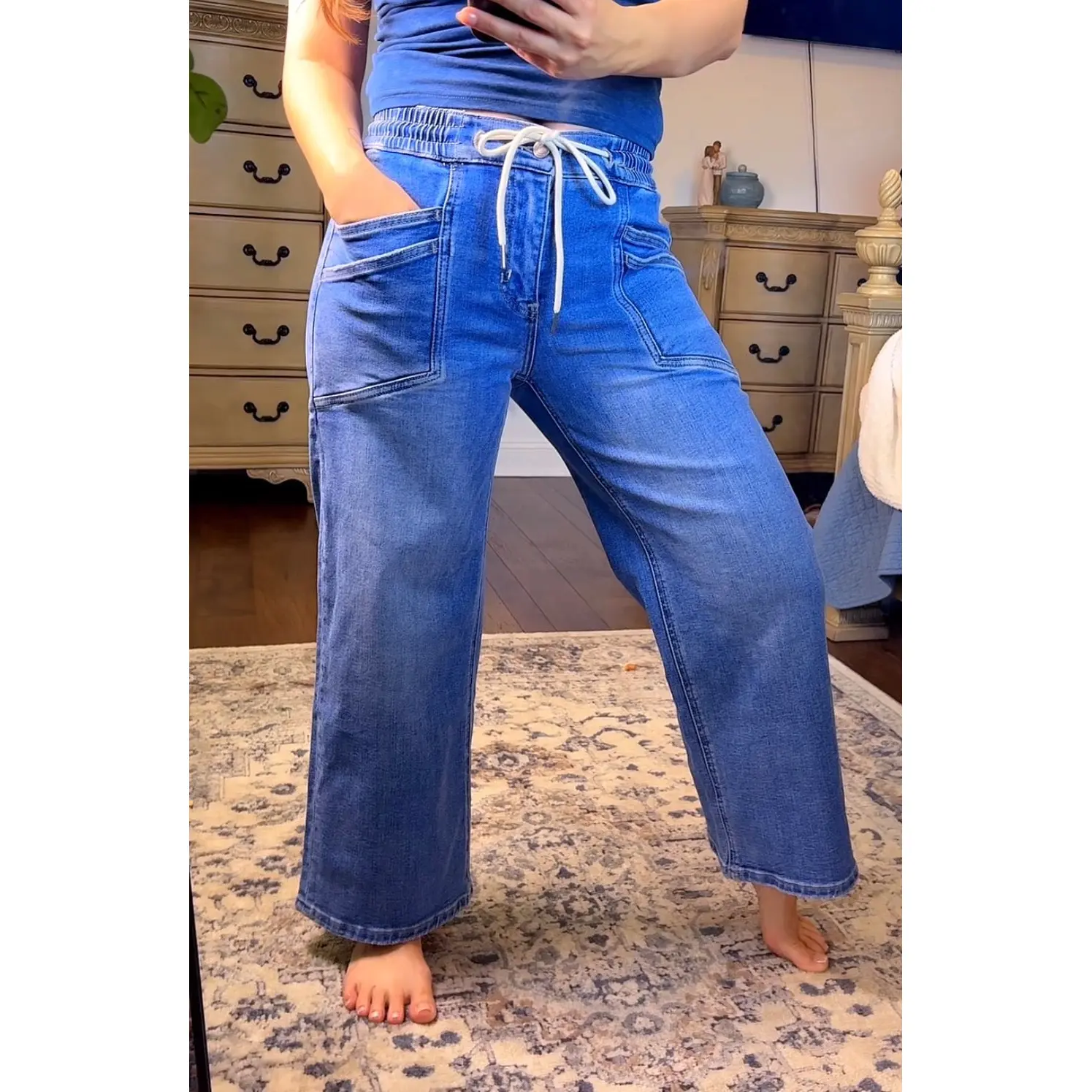 HIGH RISE DRAWSTRING WIDE PANTS HIGH RISE DRAWSTRING WIDE PANTS