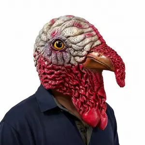 Realistic Turkey Latex Mask, Funny Animal Head Cover, Adult Costume Prop, Novelty Bird Face Gag Gift for Thanksgiving & Halloween, Party Props