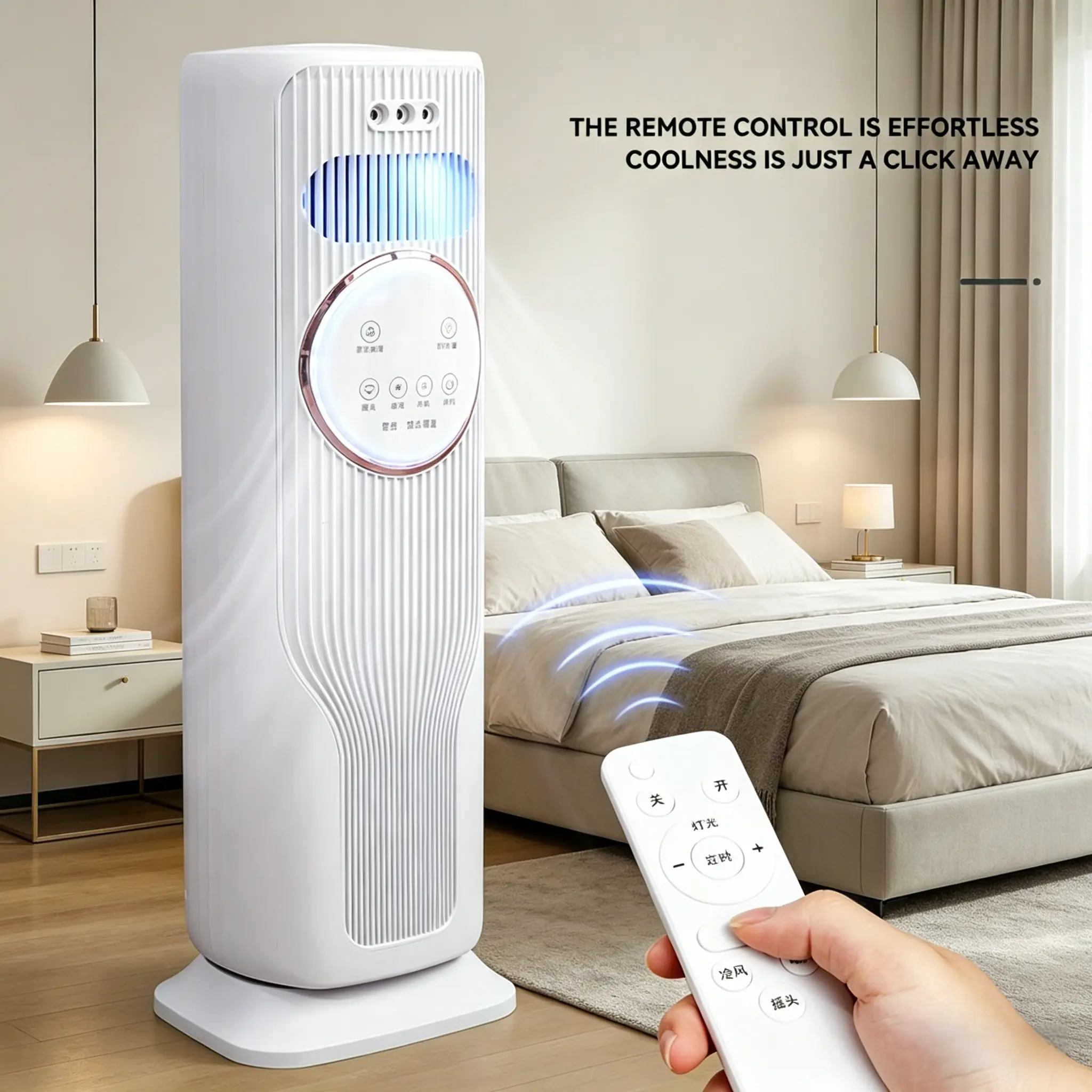Portable 4-in-1 Air Conditioner - Portable Multifunctional Fan with Humidifier, Atmosphere Light, USB Powered Fan - Silent Energy-Saving Mini AC for Desk, Camping