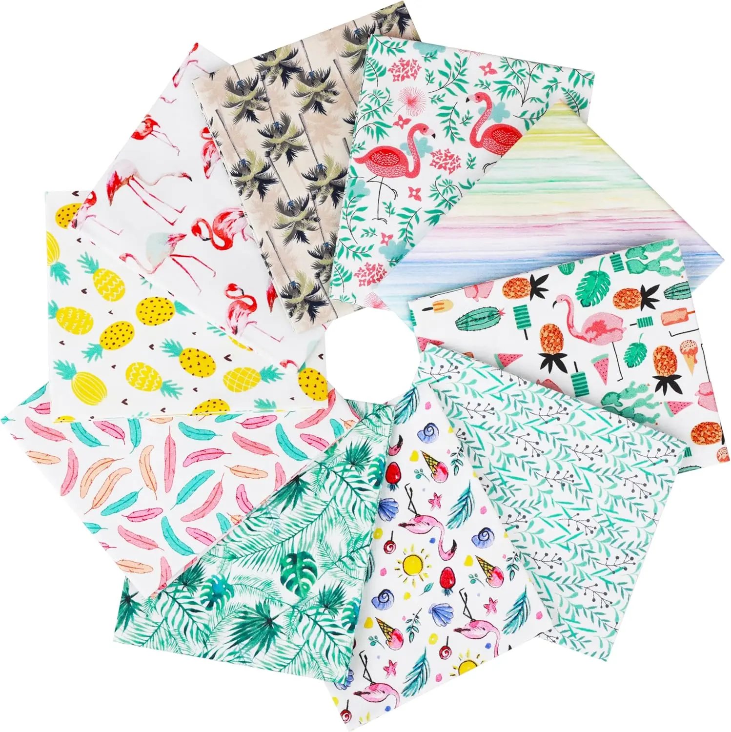 Newbrothread&Craftido 100% Cotton Quilting Fabric Bundles 10pcs Fat Quarters 18"x21" Medium Weight 5.2 oz for Quilting Sewing Patchwork Home Textile Tropical Flamingo, TikTokShopDealsforYouDays, fathersdaygiftideas, Durable Fabric