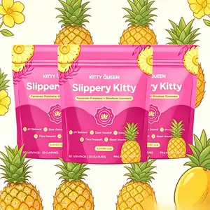 Easy-to-Take The More You Grab Slippery Kitty Feminine Probiotic + Moisture Gummies - All in One Solution with Slippery Elm 60 Count Pineapple Flavor