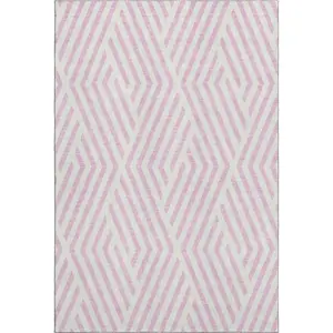 HomeRoots 3x5 ft. Pink & Ivory Decorative Modern Geometric Transitional Area Rug, Durable Machine-Made Rectangle Rug with Washable Feature & UV Protection, Decorative Area Rug, Durable Area Rugs