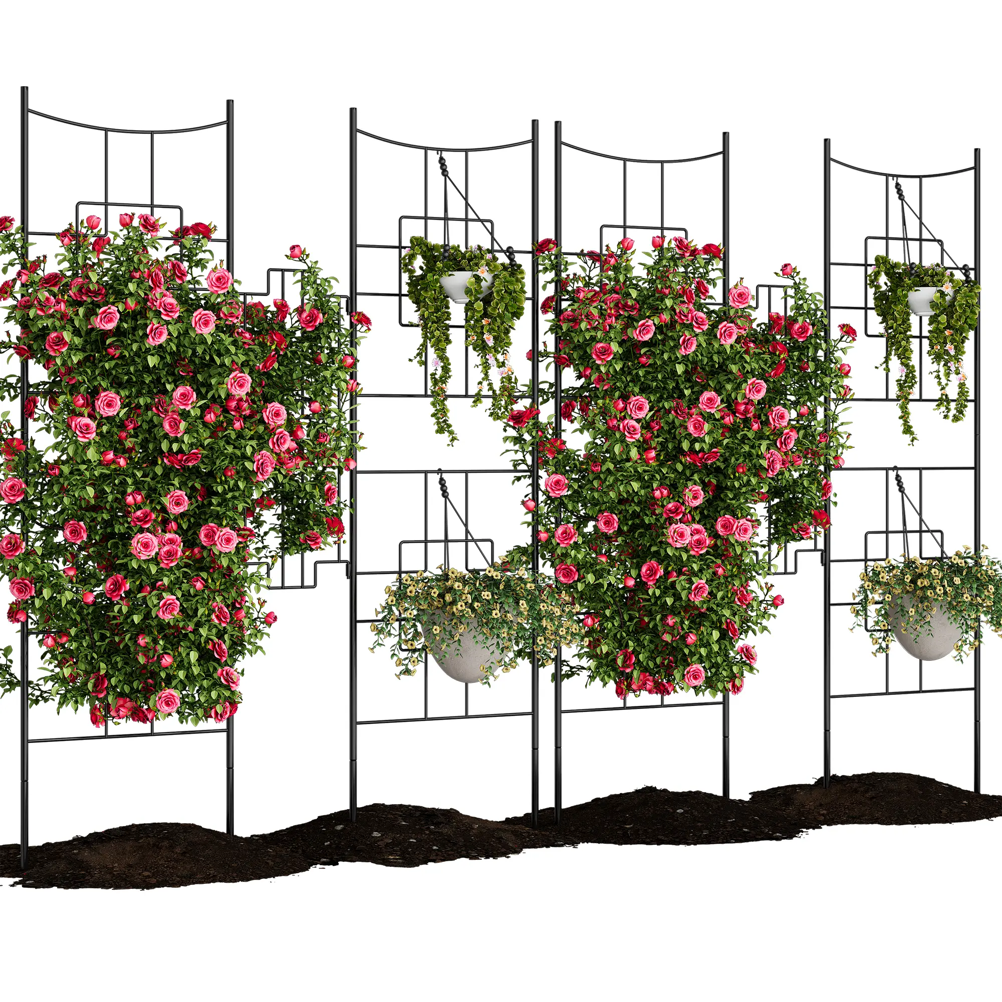 2 Pack 5.5FT Heavy Duty Black Metal Garden Arch Trellis, Rustproof Plant Support for Climbing Roses, Vines, Vegetables & Flowers, Decorative Outdoor Privacy Screen for Patio, Yard and Garden Fence