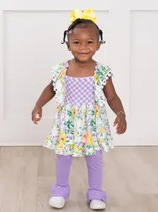 Spring Floral Gingham Ruffle Outfit