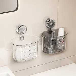 Cosmetic Storage Box No-Drill High-End Large Capacity Bathroom Towel Storage Suction Cup Shelf