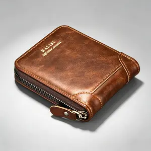 2026 New Men’s Wallet Viral Retro Style PU Leather Zipper Purse Slim Card Holder Coin Storage Durable Minimalist Design for Casual Daily Carry Travel Gift