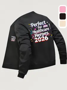 Women's Graphic Zipper Jacket, Casual Fitted Design, Perfect for All Seasons, Ideal for Layering & Daily Wear