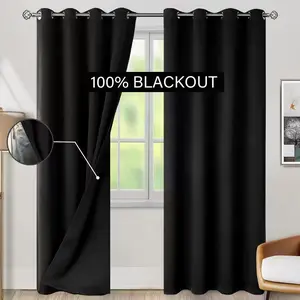 1pc Simple 100% Light Blocking Thermal Insulated Curtain with Coated Insulation Lining, Ideal for Living Room Bedroom Closet Windows Doors, Minimalist Korean Style