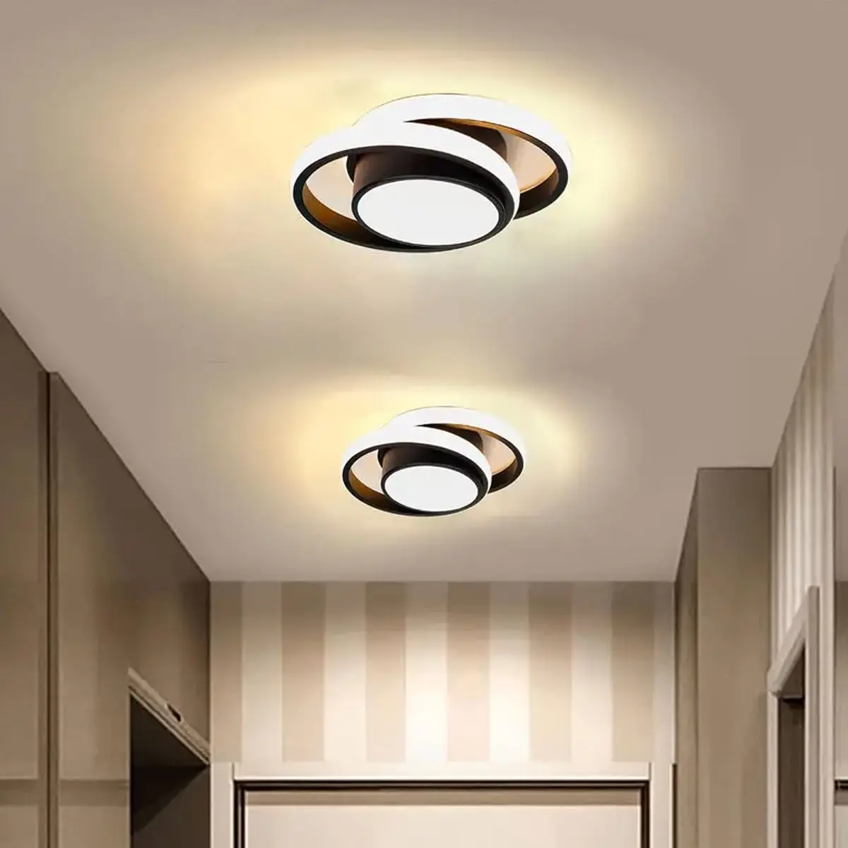 Modern Round Ceiling Light with Adjustable Three-Color LED, Adjustable Leds, Semi-Inset Design, Modern Indoor Lighting, Led Interior Lights, Ideal for Hallway, Balcony, and Closet
