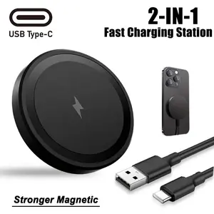 MINI Wireless Charger For Magsafe iPhone 17 16 15 14 13 12 Pro Max Induction Fast Charging Pad Dock Station For Samsung S25 S24