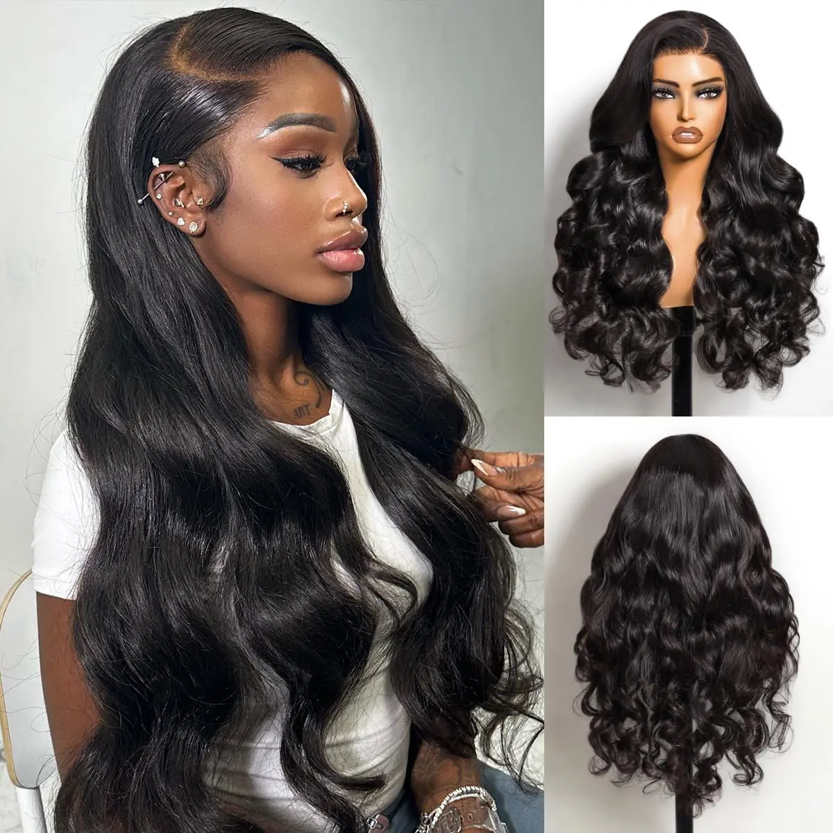OQ HAIR C-Part Side Body Wave Wigs With Natural Baby Hair Pre-Plucked Pre-Cut Natural Hairline 7x5 Lace Glueless Wig Natural And Comfortable