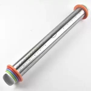 Adjustable 430 Stainless Steel Rolling Pin with Thickness Rings, Baking Utensil for Sugar Cookies Pizza Pastry Dough, Non-Toxic Safe Design