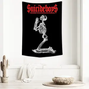 Suicideboys Skeleton Tapestry, Wall Hanging Tapestry and Posters for Bedroom Living Room, Cool Room Decor for Home Office Dorm, Gothic Hip-hop Style, 78×59 Inches for Adults Teens