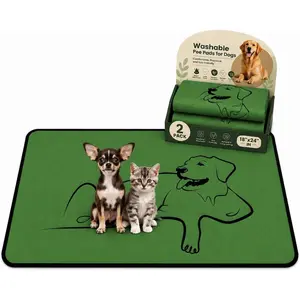 2 Pack Washable Pee Pads for Dogs 18"x24", Reusable Training Puppypads Absorbency Non-Slip & Leak-Proof for Pet Whelping Box Playpen Crate Sofa Bed Floors (Green)