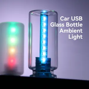 Colorful USB Powered Transparent Car USB Night Light Touch Dimmable LED Filament Lamp, USB Interior Car Lights, 10 Modes, Mini LED Bulb for Car, Camping, Party, Holiday Decoration, Bedroom, Desktop， Christmas Gifts