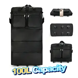 travel essentials  Large-capacity foldable waterproof  bag with wheels, easy to store and pack more items. portable storage folding  stylish multifunctional Spinner Expandable out doors  bag for  lightweight space wet Duffle luggage duffle bag garment