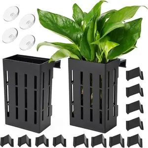 Upgraded Large Aquarium  Holder with Hooks and Suction Cups for Fish  Aquaponic  Cultivation and Aquascape Decorations (Black)