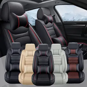 5 Seats Car Seat Covers Full Set Waterproof Leather 40/60 Spilt Bench Cover Universal For Nissan /Honda /Civic /CRV /Hrv /Kia /Sorento /Toyota /Corolla /4Runner /Camry /Hyundai /Mazda (Full Set)