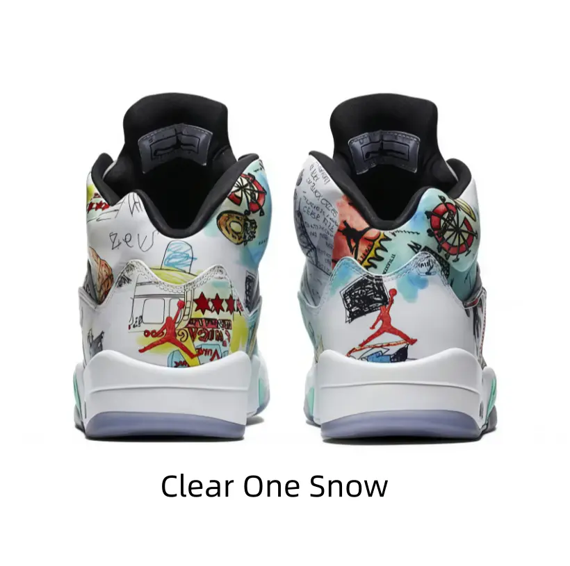 Vintage Cartoon Graffiti High Cut Athletic Shoes Multi Color Hand Drawn Pattern Black Collar Soft Insole Daily Casual Footwear