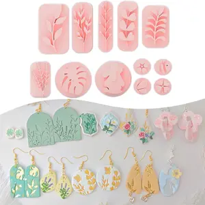 Polymer Clay  Tool Set for Adults -  Print 12 Shapes of  & , Work with Polymer Clay , Spring   for  Pieces Making, Earrings and Necklace Pendants