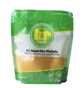 Aji Amarillo Molido / Ground Yellow Hot Chili Pepper, 8 oz. (227 g.) Doy Pack - B&R Foods Spice Traditional Garlic Flavor Veg Veg Veg