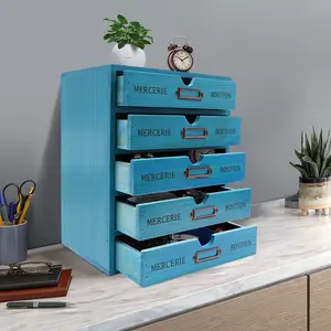 5-Tier Wooden Drawer Cabinet - Versatile Desk Organizer & File Drawer Solution