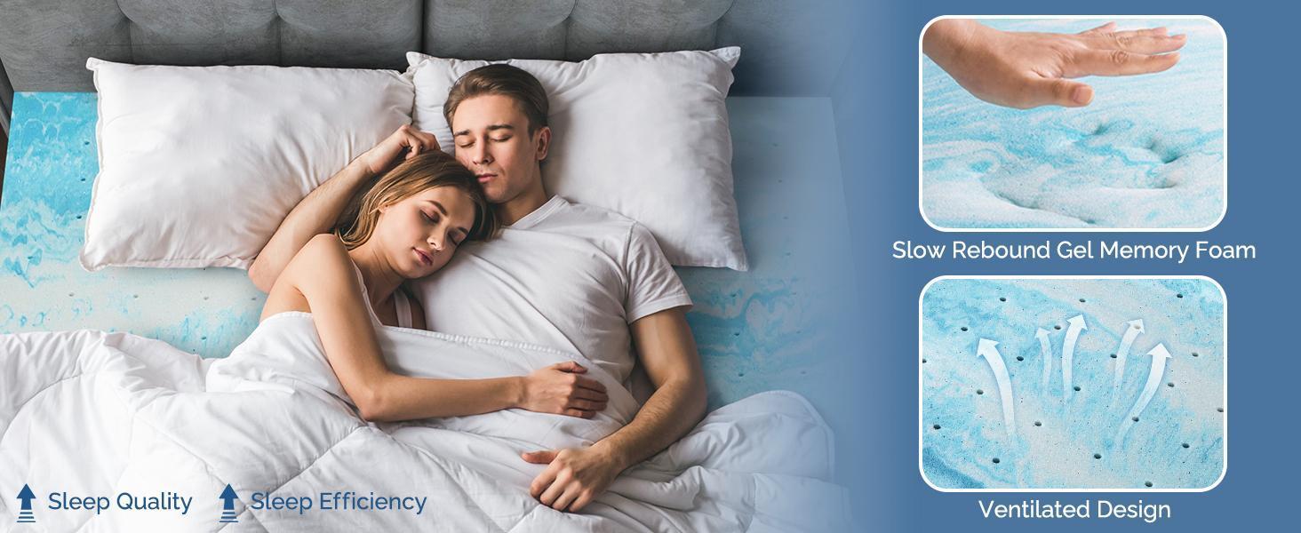 Mattress Topper, Queen Size Cooling Gel Memory Foam Bed Toppers, 2 Inch Soft Mattress Pads for Sleeper Sofa, RV, Camper, CertiPUR-US Certified Mattress Topper, Twin Size Cooling Gel Memory Foam Bed Toppers, 2 Inch Soft Mattress Pads for