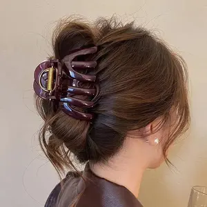 Jumbo Claw Clip for Thick Hair Autumn Brown Y2K Style Non Slip Durable Large Hair Clips for Women Girls Everyday Bun Updo Gypsy Rose Baby Headband