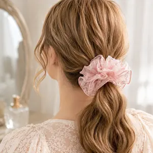 Beaded Sheer Hair Tie, Elegant Daily Wear Ponytail Holder, Fashion Accessory for Women, Stylish and Comfortable Hairband
