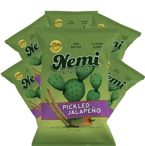 Nemi Snacks Pickled Jalapeño-  crunchy snack sticks made with seeds and nopales in Mexican-inspired flavors