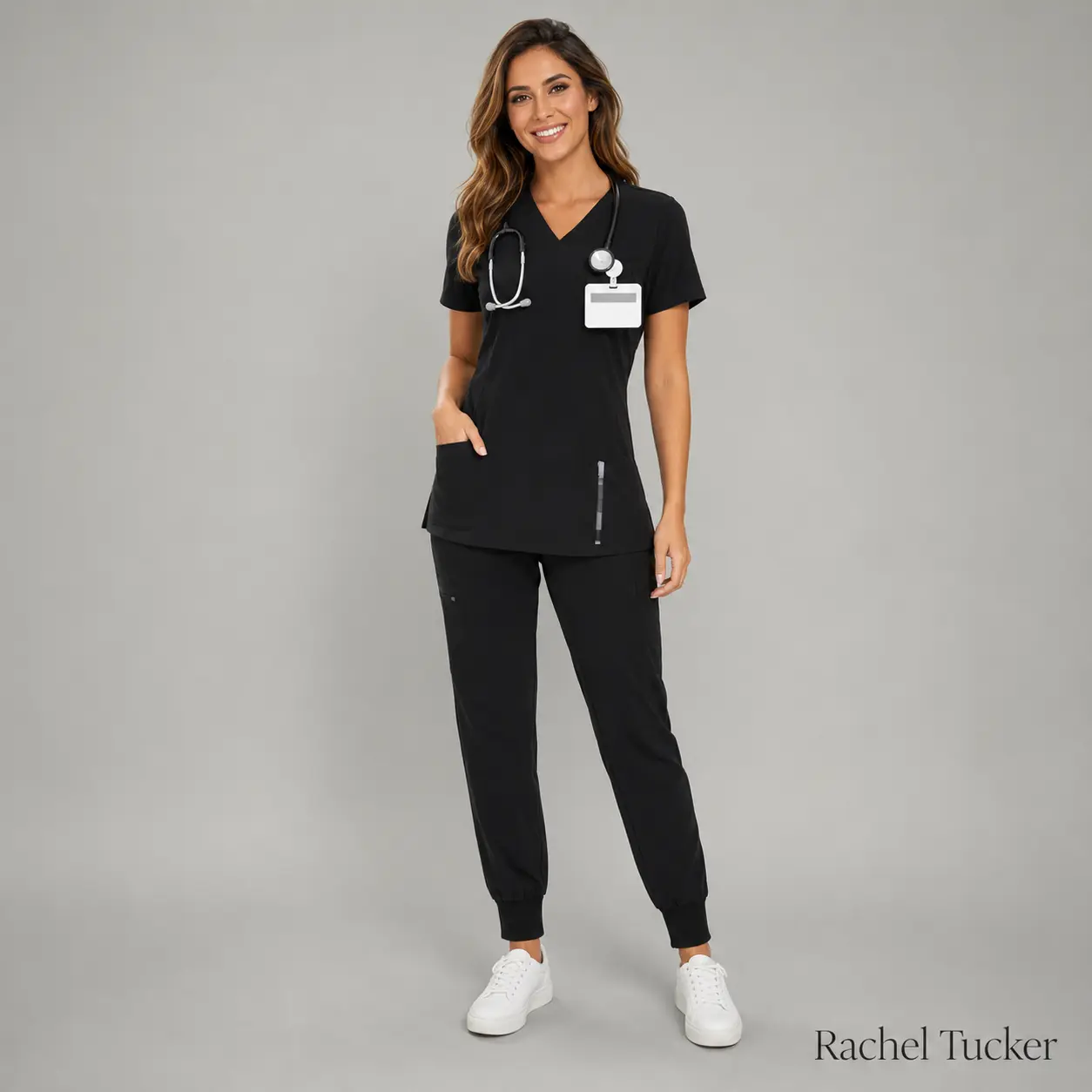 Rachel Tucker Luna Vital Set for Women - Stretch V-Neck Scrub Top & Jogger Pant with 8 Pockets, Workwear, Uniforms,summeroutfits,vacationoutfits,bathingsuitwomenset,beachoutfits