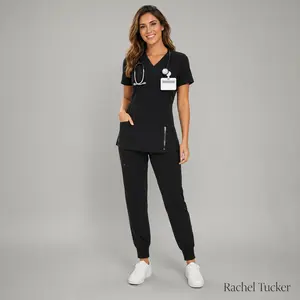 Rachel Tucker Luna Vital Set for Women - Stretch V-Neck Scrub Top & Jogger Pant with 8 Pockets, Workwear, Uniforms,summeroutfits,vacationoutfits,bathingsuitwomenset,beachoutfits