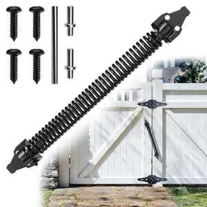 14" Self Closing Heavy Duty Automatic Gate Closer Spring, Adjustable for Wooden and Vinyl Fence Outdoor Door, Black